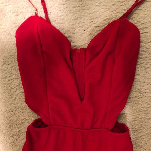 Charlotte Russe Red Bodycon Cutout Jumpsuit - Picture 2 of 2